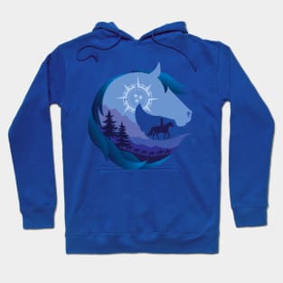 Horse Head Trail Riding Silhouette • Blue Hoodie